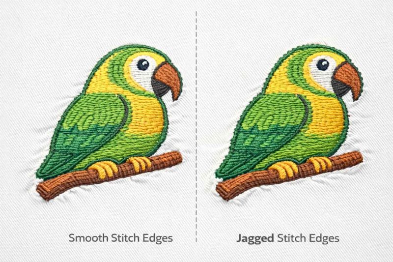 Jagged stitch edges caused by poor JPG to DST conversion