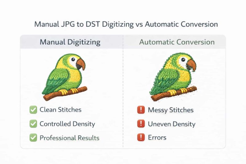 Manual vs automatic JPG to DST conversion comparison